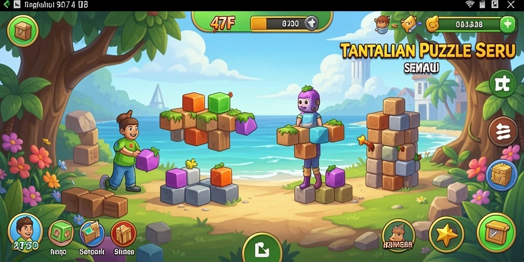 Screenshot utama 47F menampilkan gameplay Puzzle yang menantang.