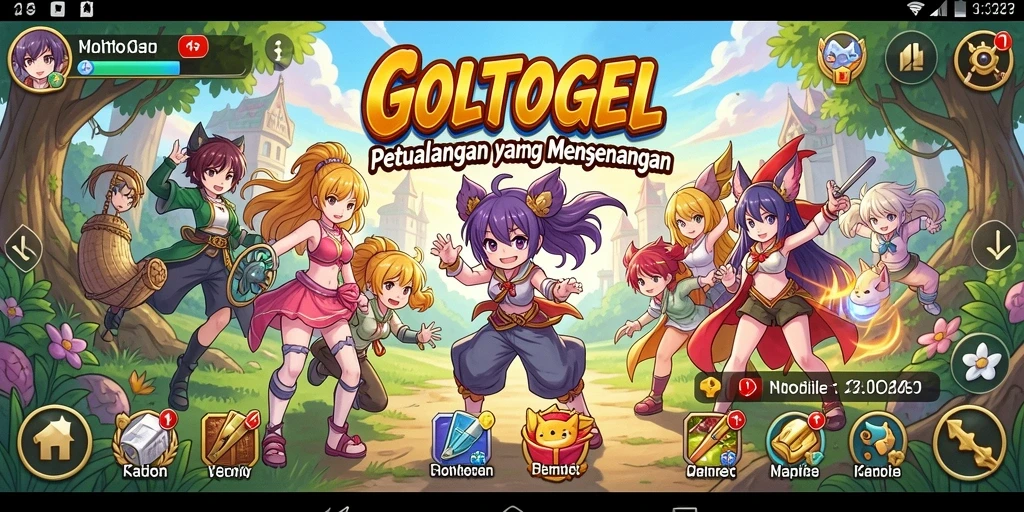 Tampilan gameplay GOLTOGEL dengan karakter-karakter anime.