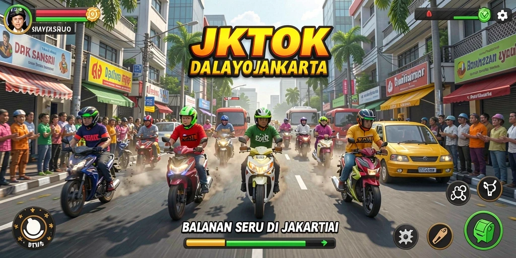 Tampilan menarik dari gameplay balapan JKTOK yang seru.