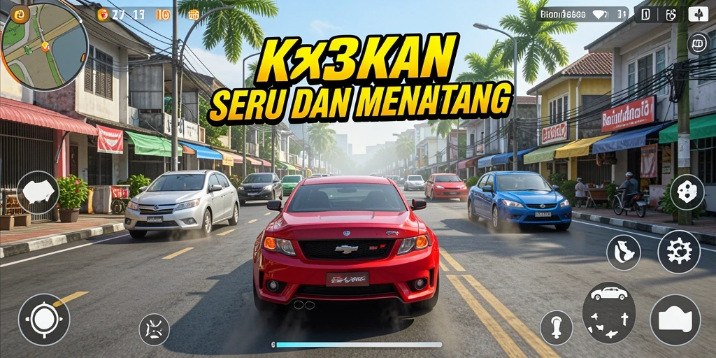 Tampilan screenshot K3K3 menampilkan balapan mendebarkan di lintasan.