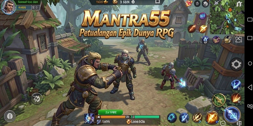 Screenshot game MANTRA55 menampilkan aksi pertempuran seru dan karakter yang memukau.
