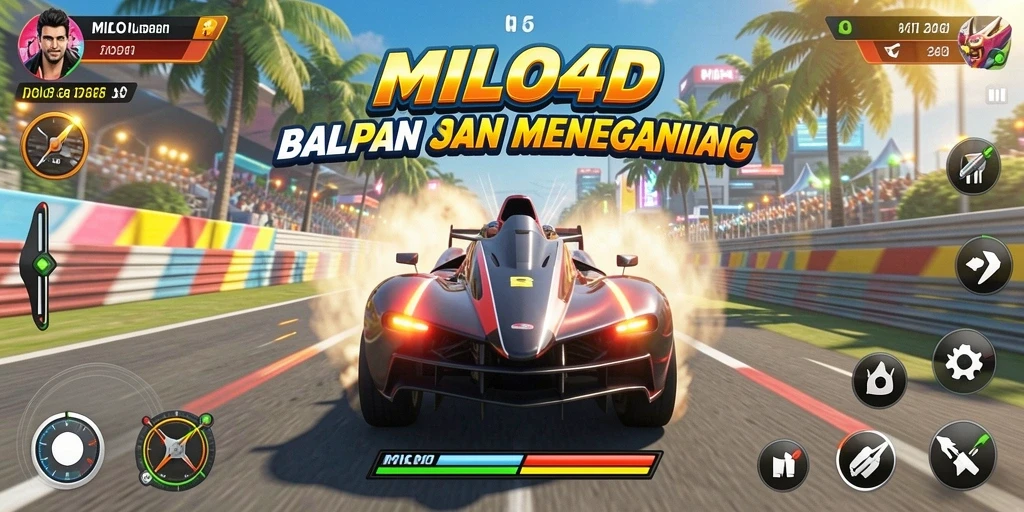 Tampilan gameplay seru dalam balapan mobil di MILO4D.