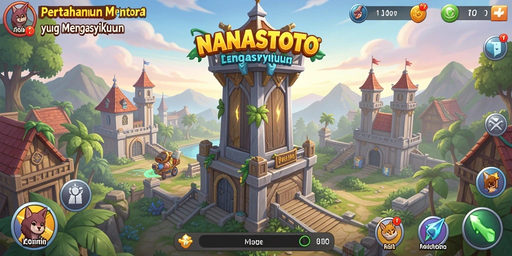 Screenshot NANASTOTO menampilkan aksi menara pertahanan yang seru dan strategis.