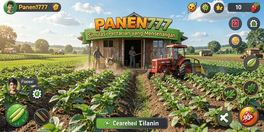 Tampilan gameplay PANEN77 yang menarik dengan tanaman yang segar.