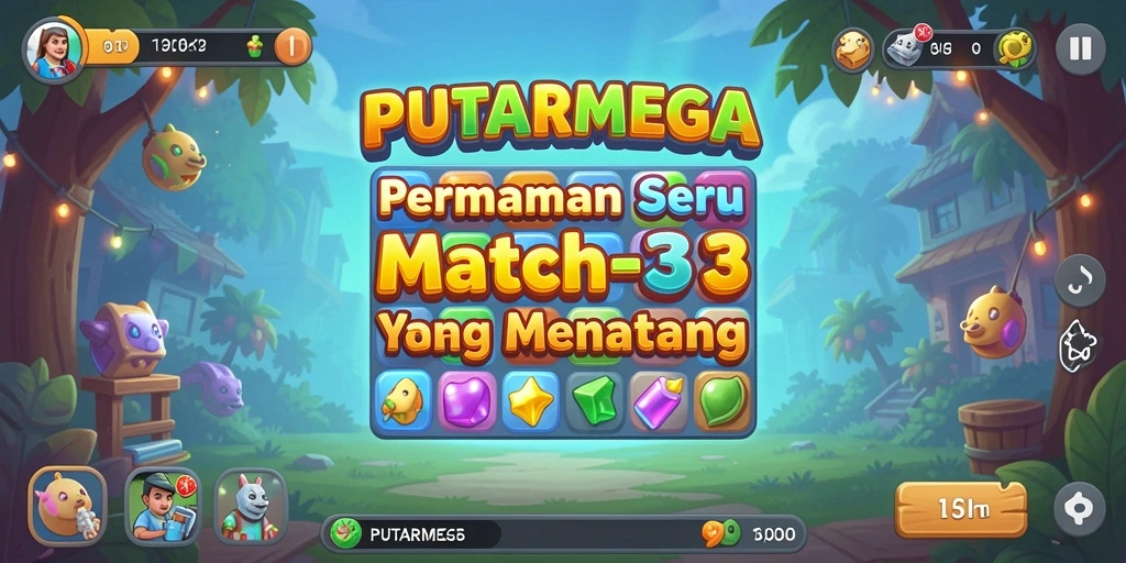 Screenshot gameplay PUTARMEGA yang penuh warna dan menarik.