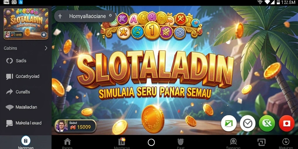 Screenshot menunjukkan aksi seru dalam permainan simulasi SLOTALADIN.